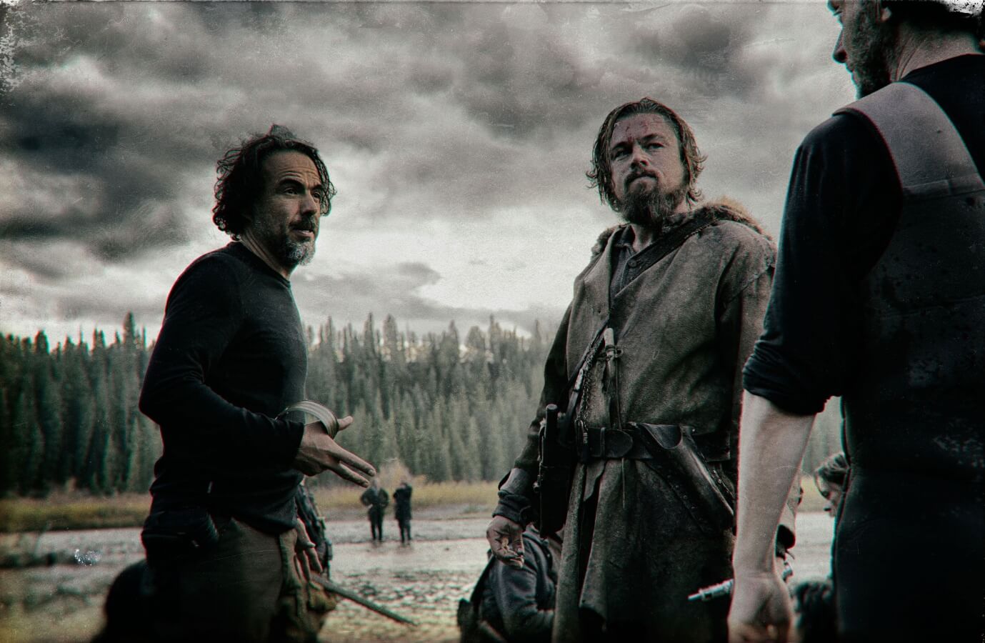 Alejandro G. Iñárritu e Leonardo DiCaprio no set de "The Revenant: O Renascido"