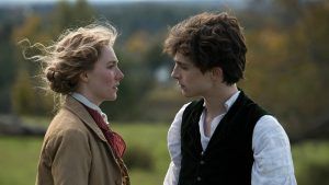 Saoirse Ronan e Timothee Chalamet em "Mulherzinhas" (Foto: Columbia Pictures)